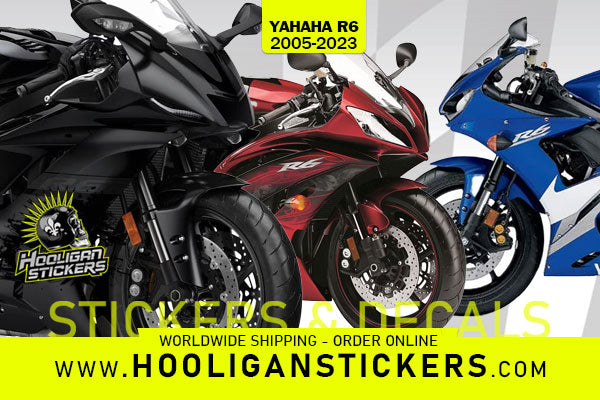 YZF R6 decals offered in a wide range of colors. Top quality stickers –  Hooligan Stickers