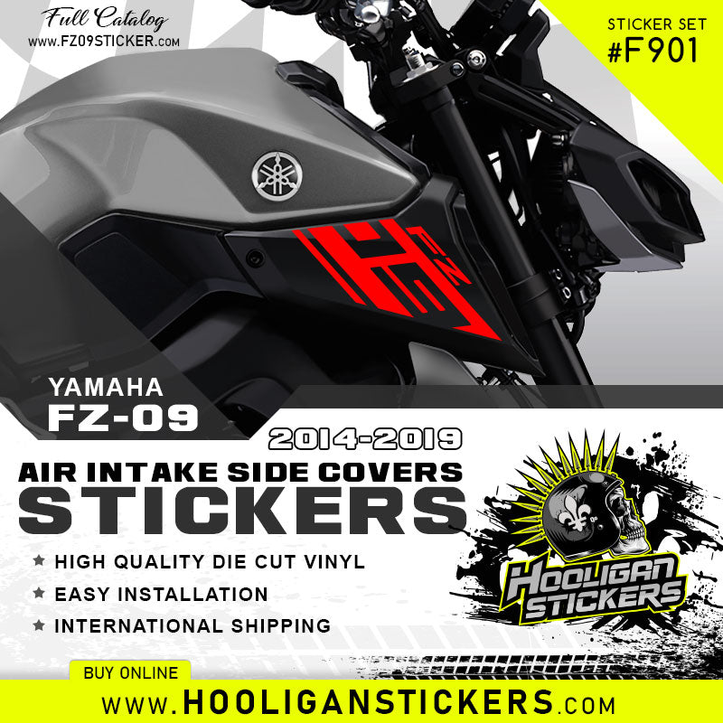 RED Yamaha FZ-09 Air intake side cover stickers set F901