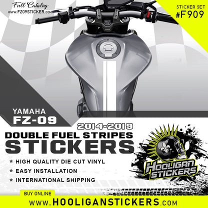 Yamaha FZ-09 fuel tank twin stripe stickers [M909]