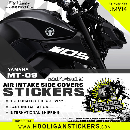 WHITE Yamaha MT-09 air scoop intake side cover sticker set [M914]