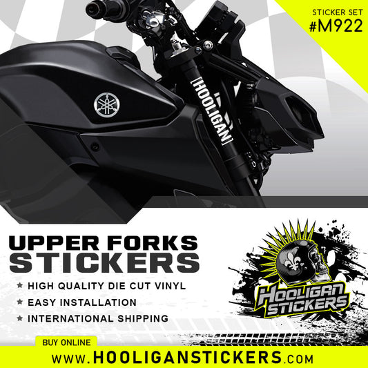 White Hooligan upper part front fork 4.5 inch sticker set 