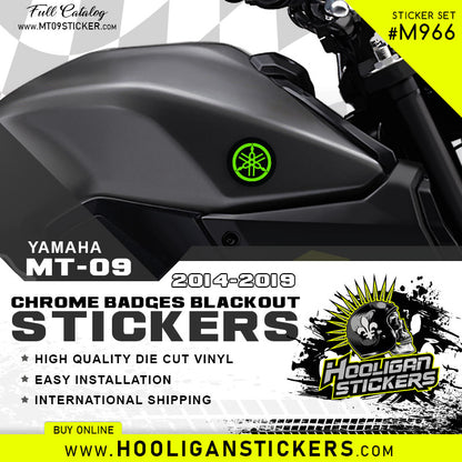 Lime Green overlay and matte black background wrap blackout emblem cover-up sticker kit (M966)
