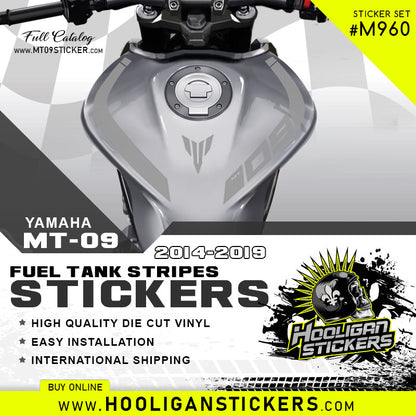 MOUSE GREY Yamaha MT-09 curve fuel tank stickers [M960]