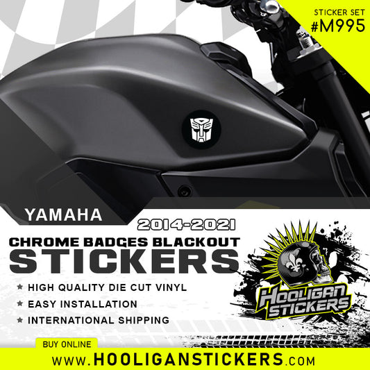 Blackout chrome yamaha emblem badge cover-up AUTOBOTS sticker kit (M995)