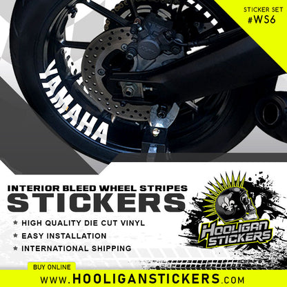 Yamaha WHEEL STRIPES curve interior *rim lip bleed* stickers [WS06]