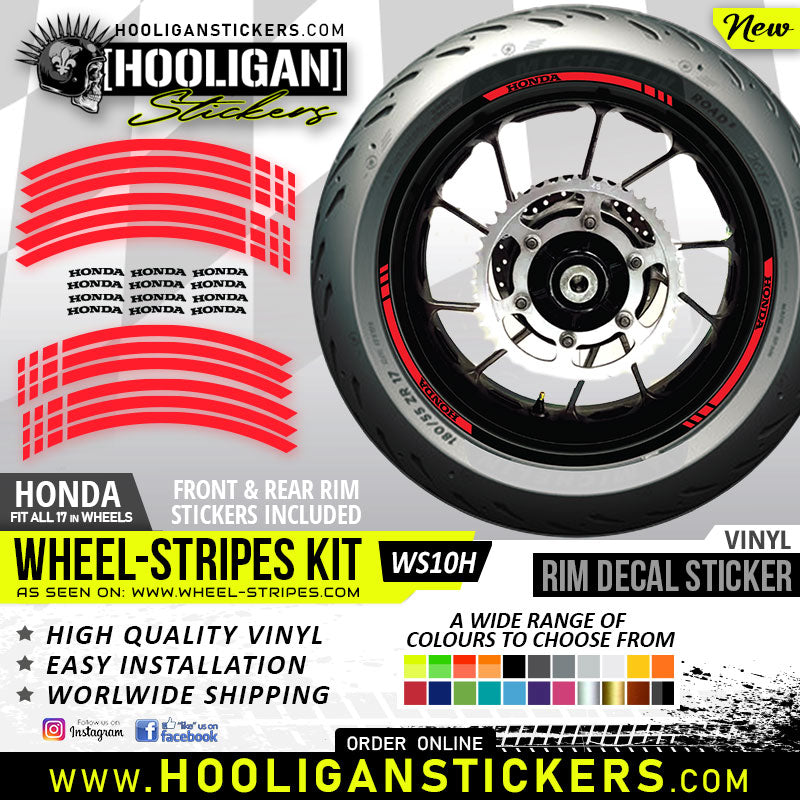 Honda wheel rim decals custom made for motorcycle Hooligan Stickers
