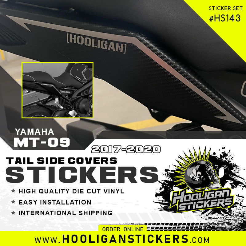 silver HOOLIGAN MT-09 and FZ-09 side tail stickers