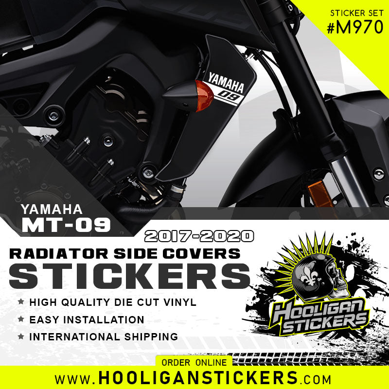 white Yamaha MT-09 FZ-09 radiator side cover stickers [M970]