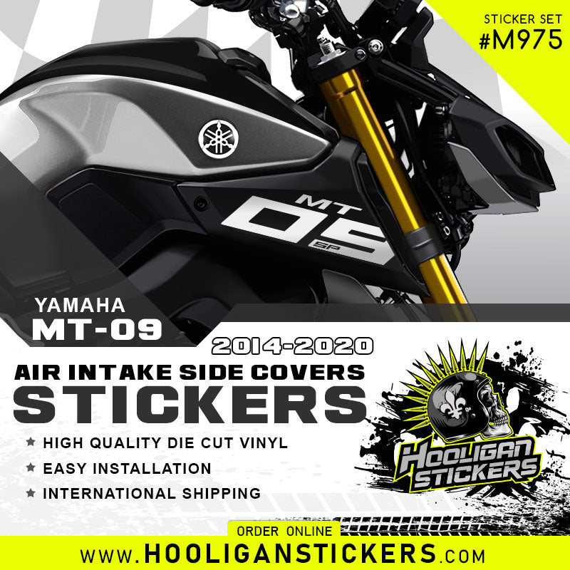 Silver Yamaha MT-09 SP stylish die-cut air intake side cover sticker set