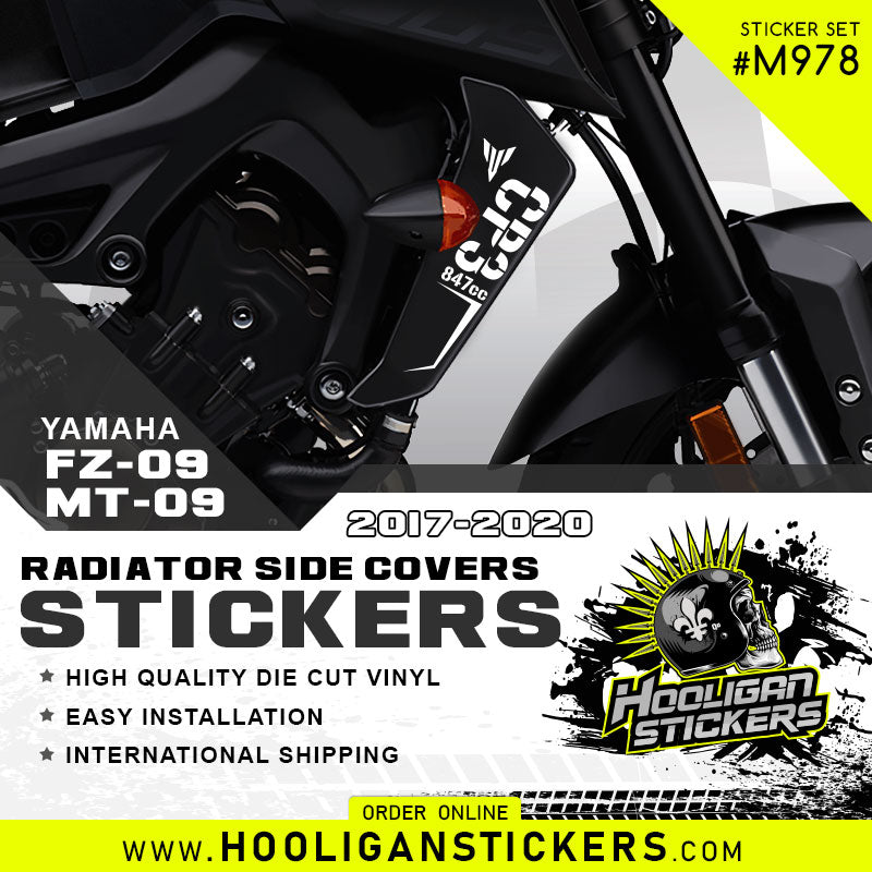 Yamaha MT-09 FZ-09 radiator side cover stickers M978