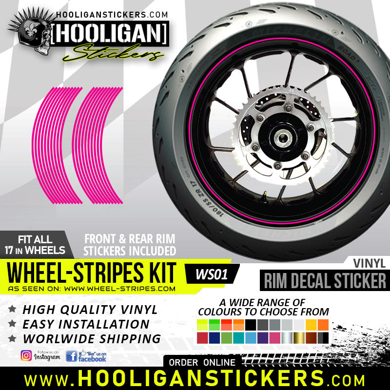 pink 6mm wheel rim decals custom vinyl stickers [WS01]