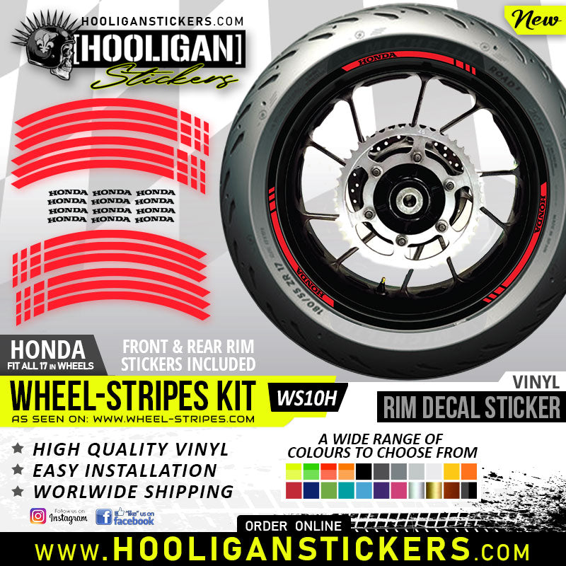 Honda vinyl wheel rim decals 10mm graphics stickers [WS10H]