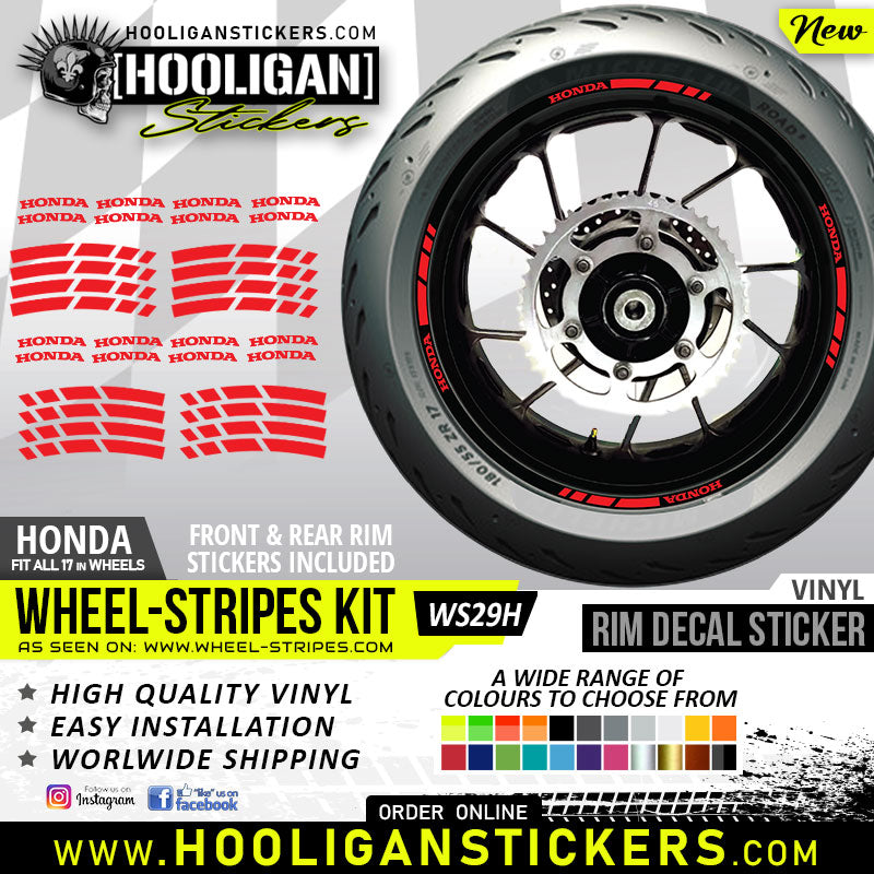 Honda wheel rim decals 10mm lip stickers [WS29H]