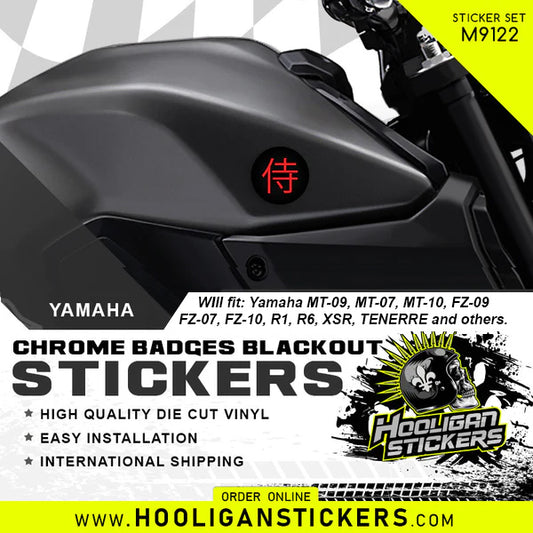 Yamaha emblems blackout SAMURAI WARRIOR sticker package - M9122