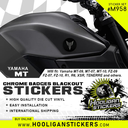 Yamaha emblems blackout MT sticker package - M958