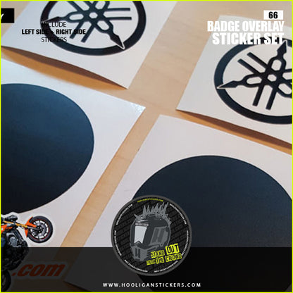 Black overlay and matte black background wrap emblem cover-up sticker kit (M966)