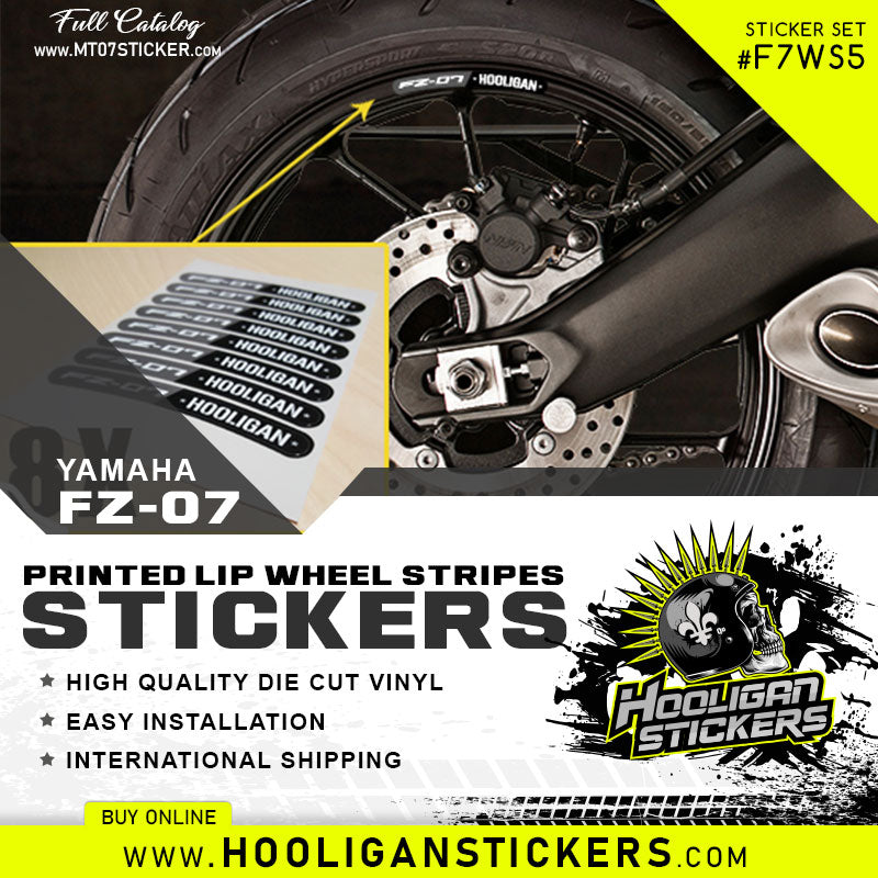 Yamaha FZ-07 HOOLIGAN WHEEL STRIPES wheel lip rim stickers [F7WS5]