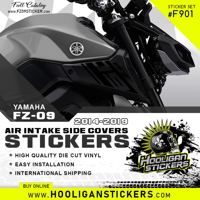 Black Yamaha FZ-09 Air intake side cover stickers set F901