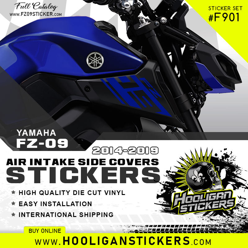 Cobalt Blue Yamaha FZ-09 Air intake side cover stickers set F901
