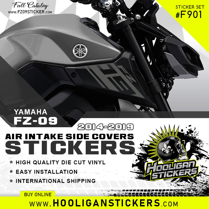 DARK GREY Yamaha FZ-09 Air intake side cover stickers set F901