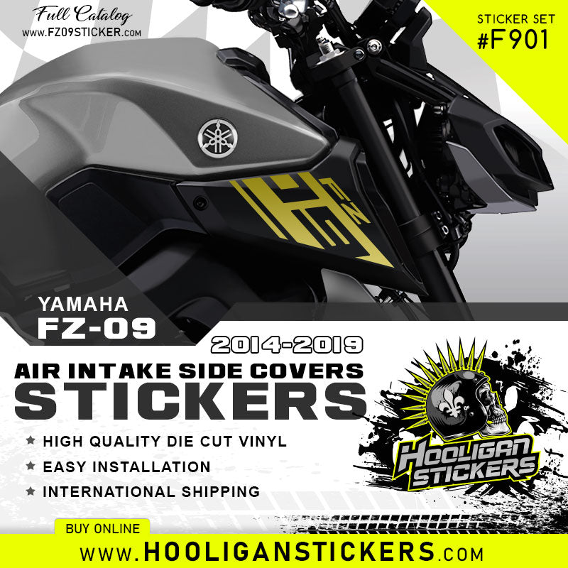 Gold Yamaha FZ-09 Air intake side cover stickers set F901