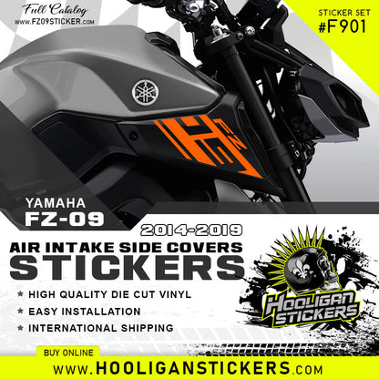 Orange Yamaha FZ-09 Air intake side cover stickers set F901