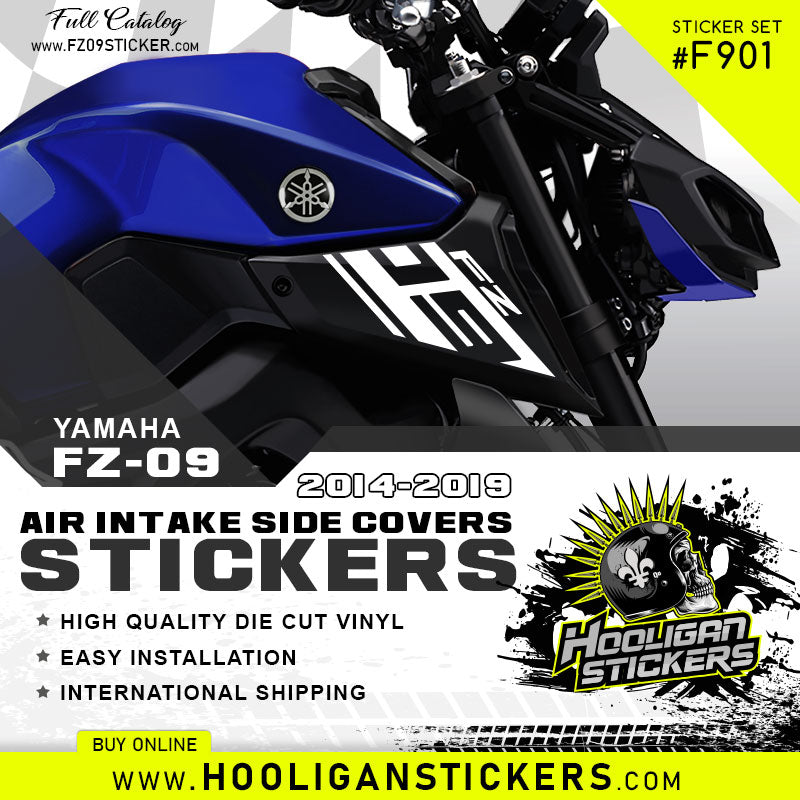 WHITE Yamaha FZ-09 Air intake side cover stickers set F901