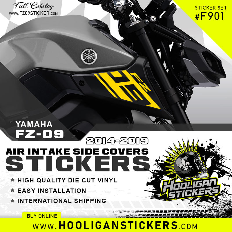 YELLOW Yamaha FZ-09 Air intake side cover stickers set F901