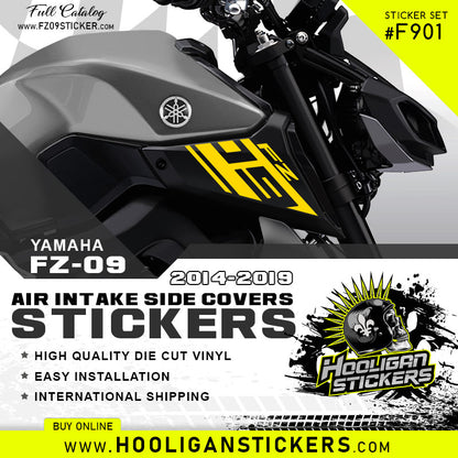 YELLOW Yamaha FZ-09 Air intake side cover stickers set F901