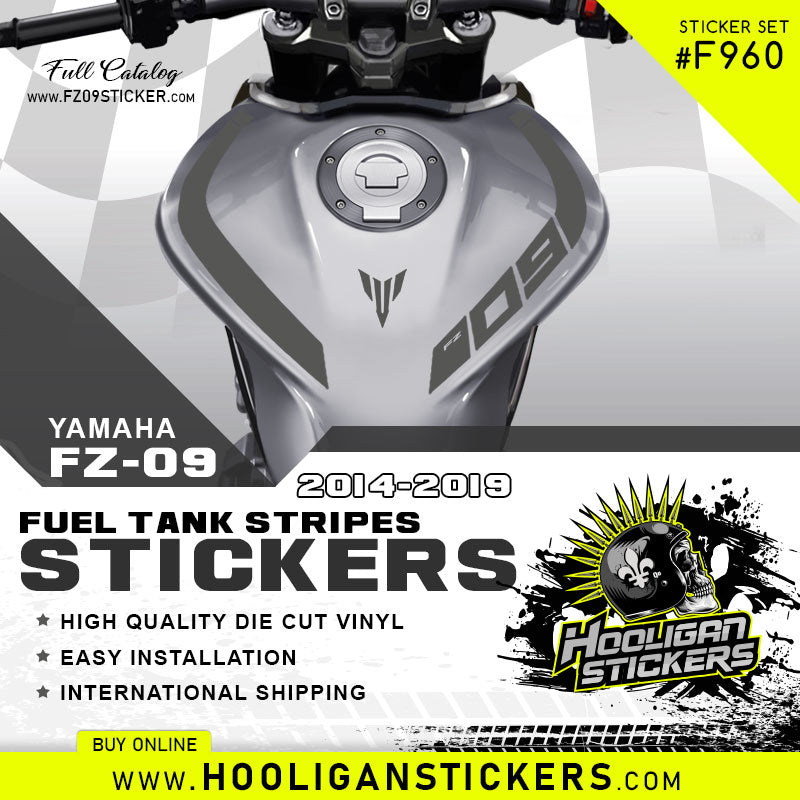 Yamaha FZ 09 curve fuel tank stickers F960 Hooligan Stickers