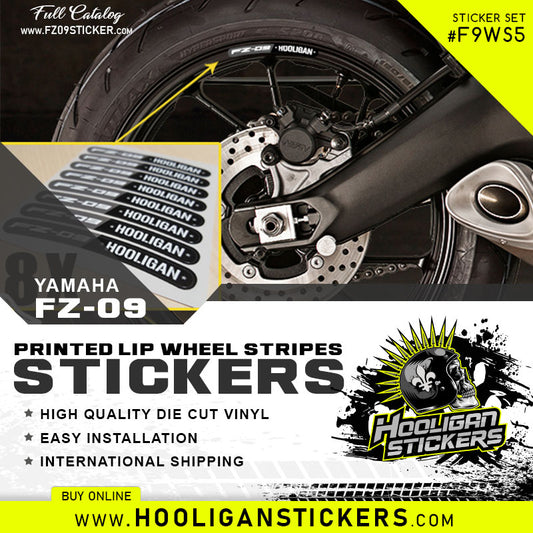 Yamaha FZ-09 HOOLIGAN WHEEL STRIPES wheel lip rim stickers [F9WS5]