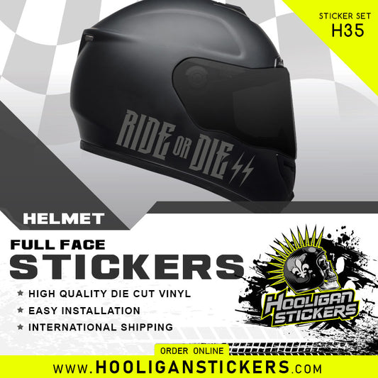 RIDE OR DIE Mirrored Full Face Helmet Stickers (H35)