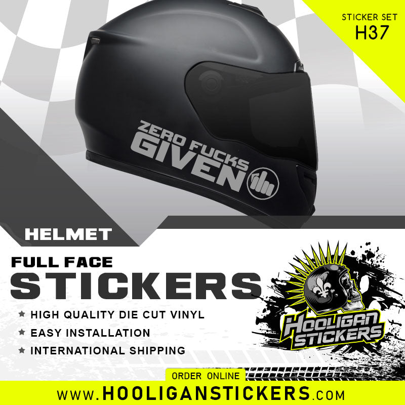 ZERO FUCKS GIVEN Mirrored Full Face Helmet Stickers (H37)