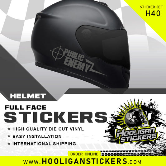 PUBLIC ENEMY Mirrored Full Face Helmet Stickers (H40)