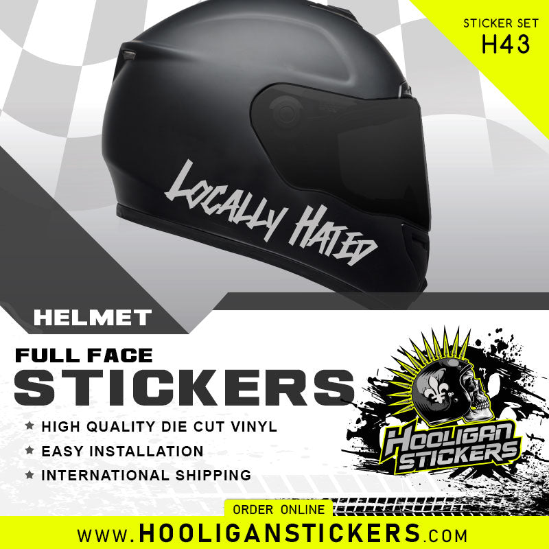 LOCALLY HATED Mirrored Full Face Helmet Stickers (H43)