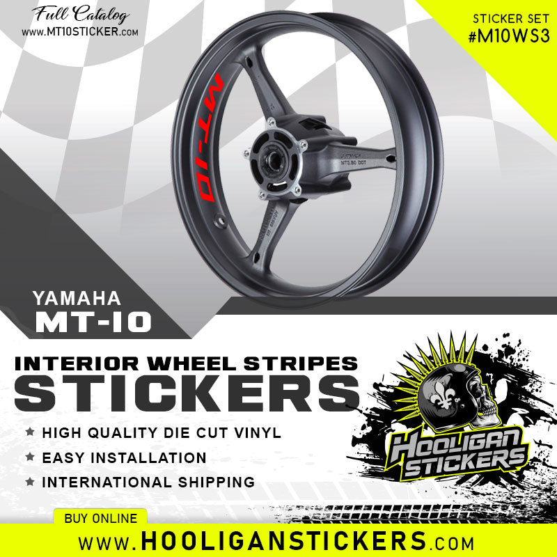 Yamaha MT-10 WHEEL STRIPES curve interior rim stickers [WS3M10]