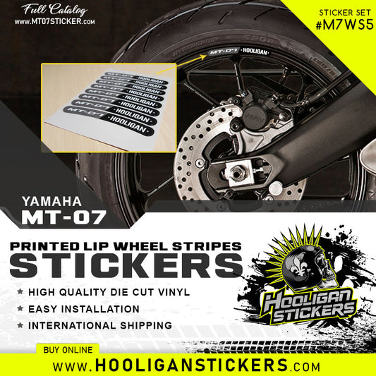 Yamaha MT-07 HOOLIGAN WHEEL STRIPES wheel lip rim stickers [WS5M7]