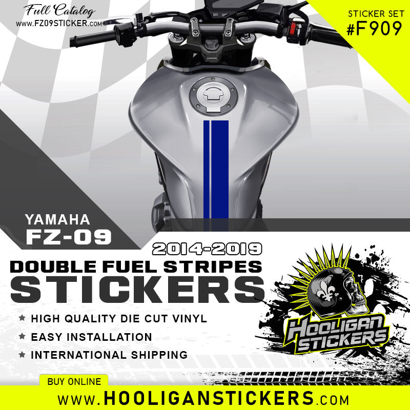 Yamaha FZ-09 fuel tank twin stripe stickers [M909] – Hooligan Stickers