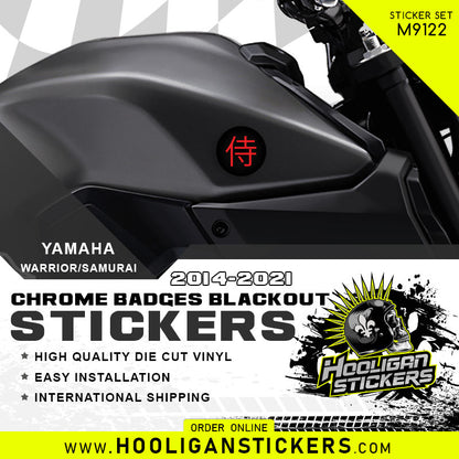 Blackout chrome emblem badge cover-up SAMURAI WARRIOR sticker kit (M9122)