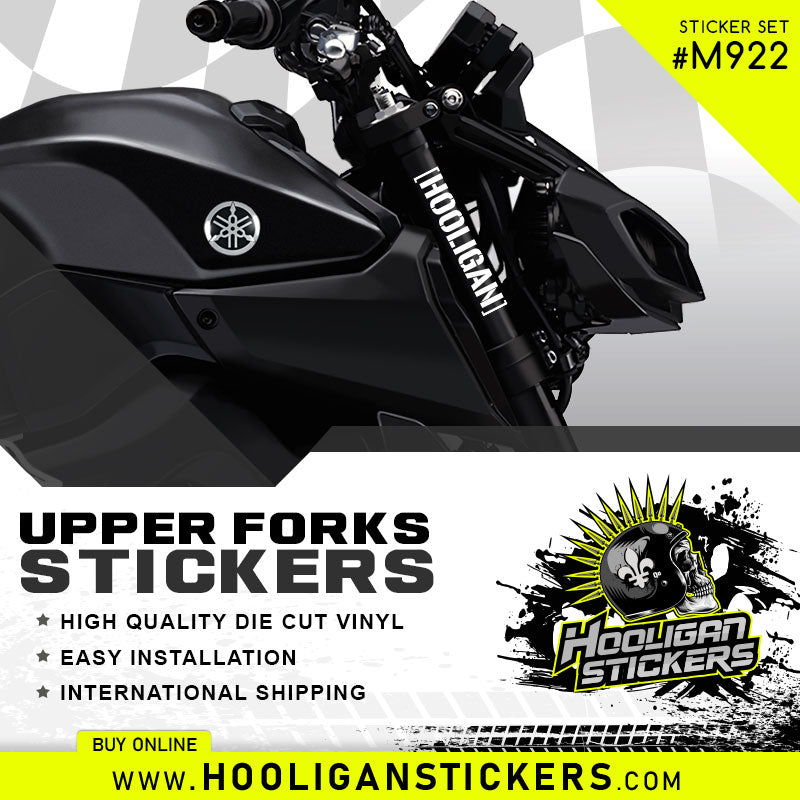 White Hooligan upper part front fork 4.5 inch sticker set 