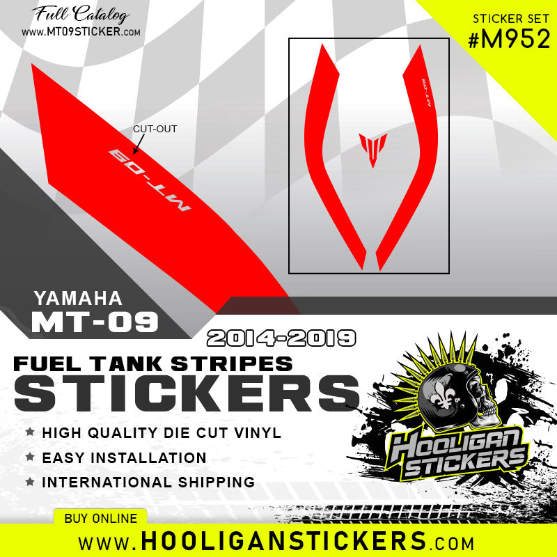 Yamaha MT-09 curve fuel tank stickers [M952] – Hooligan Stickers