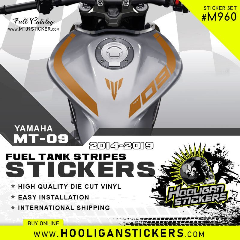 COPPER Yamaha MT-09 curve fuel tank stickers [M960]