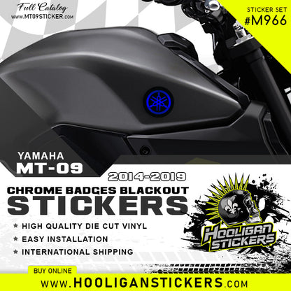 Metallic Blue overlay and matte black background wrap blackout emblem cover-up sticker kit (M966)