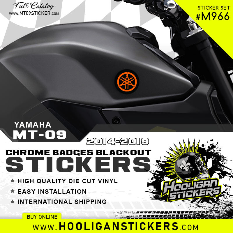 Orange overlay and matte black background wrap blackout emblem cover-up sticker kit (M966)