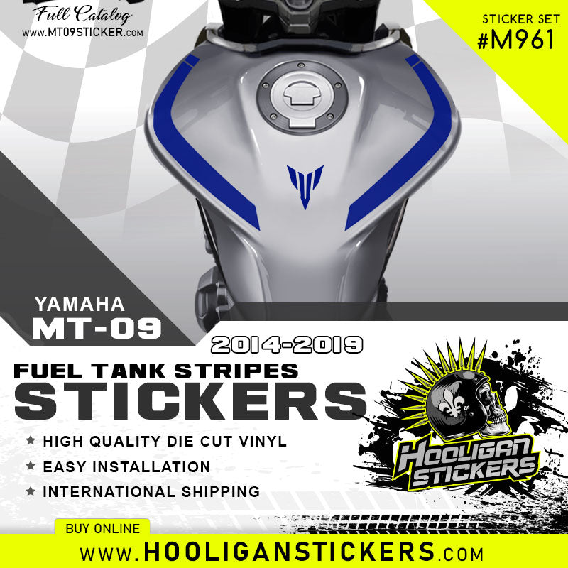 YAMAHA グリーンタンク ストライプデザイン Yamaha FZ-09 curve fuel tank stickers [F960] – Hooligan Stickers