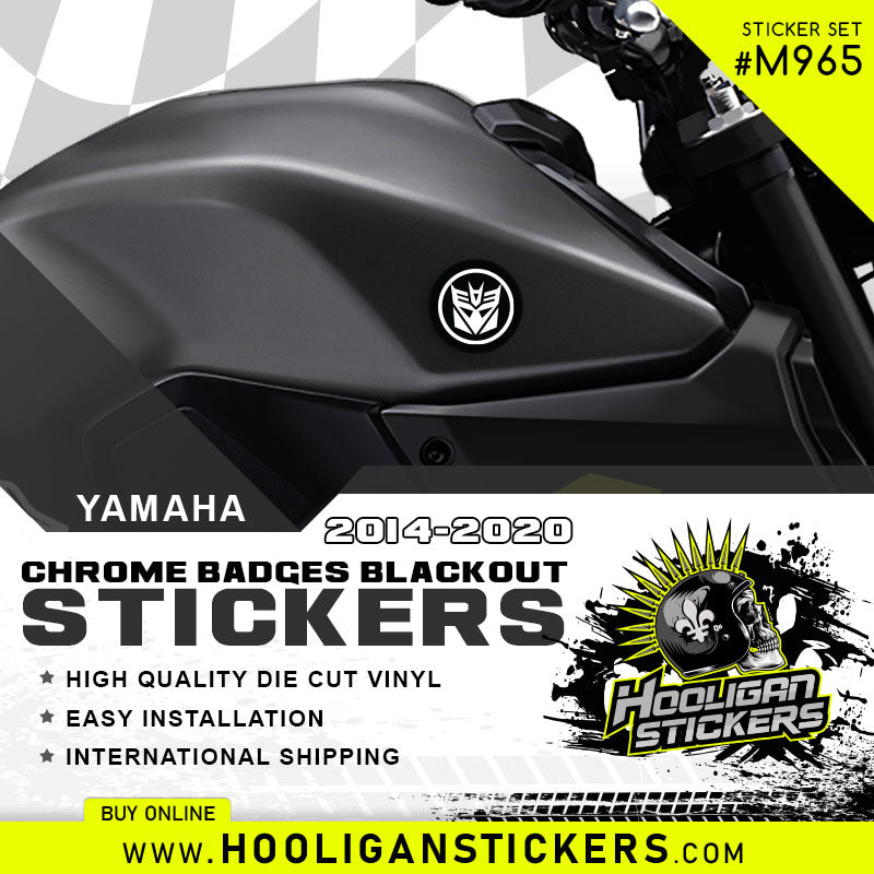 decepticon motorcycle helmet Yamaha emblems blackout DECEPTICON sticker package