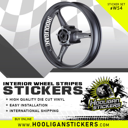 HOOLIGAN WHEEL RIM DECALS for 17 inch wheels white sticker set [WS4]