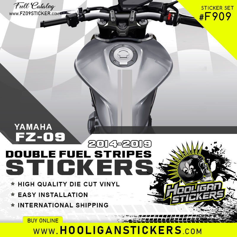 Yamaha FZ-09 fuel tank twin stripe stickers [M909] – Hooligan Stickers