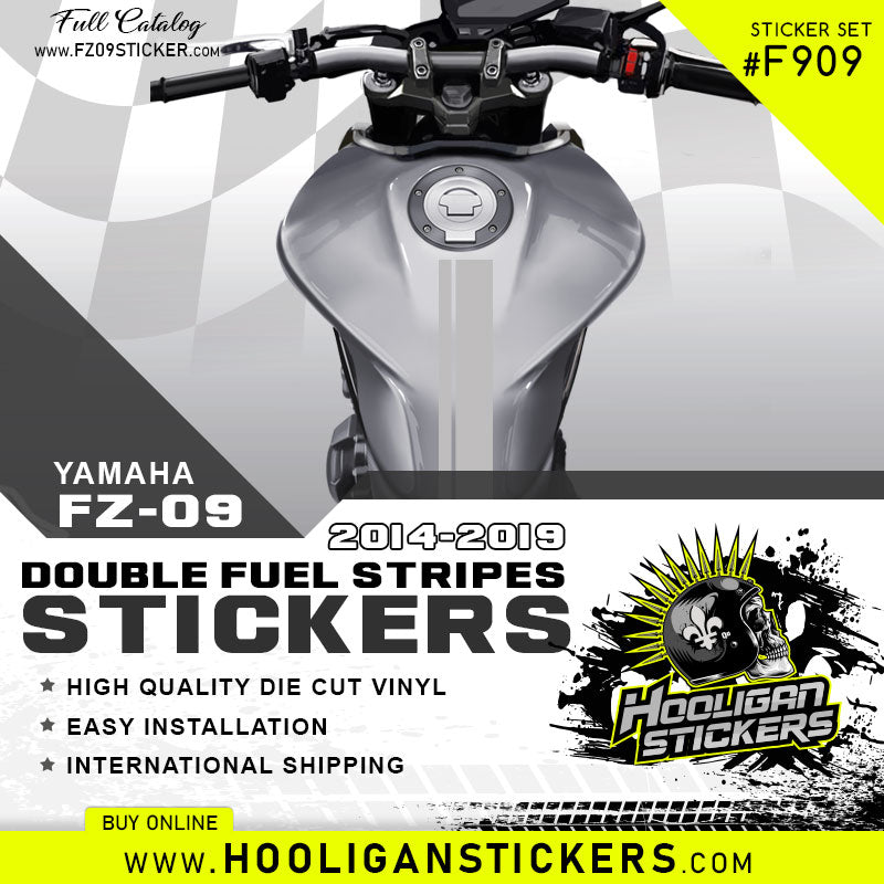 Yamaha FZ-09 fuel tank twin stripe stickers [M909]