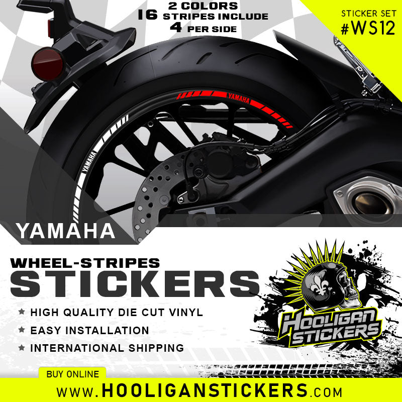 CGD Graphics GP Style Rim Stripes – White/Black, Yamaha MT07, Full Set, Made In USA